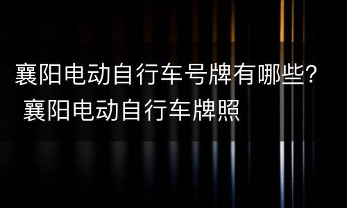 襄阳电动自行车号牌有哪些？ 襄阳电动自行车牌照