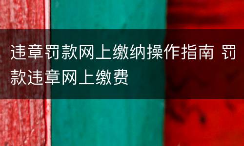 违章罚款网上缴纳操作指南 罚款违章网上缴费