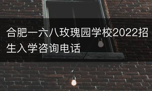 合肥一六八玫瑰园学校2022招生入学咨询电话