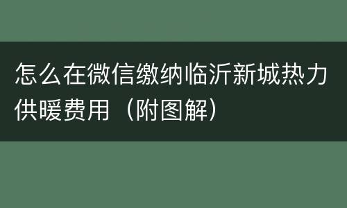 怎么在微信缴纳临沂新城热力供暖费用（附图解）