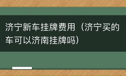 济宁新车挂牌费用（济宁买的车可以济南挂牌吗）