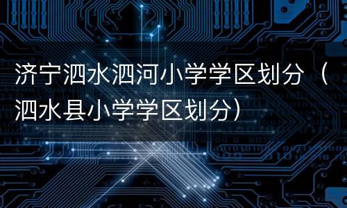 济宁泗水泗河小学学区划分（泗水县小学学区划分）