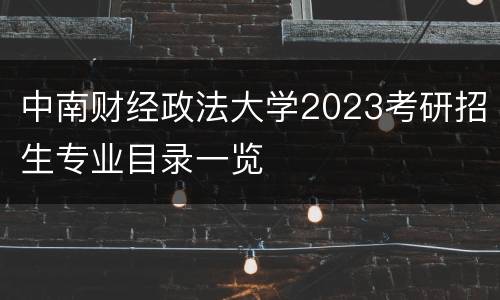 中南财经政法大学2023考研招生专业目录一览