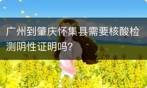 广州到肇庆怀集县需要核酸检测阴性证明吗？