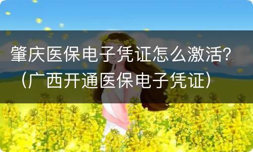 肇庆医保电子凭证怎么激活？（广西开通医保电子凭证）