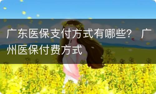 广东医保支付方式有哪些？ 广州医保付费方式