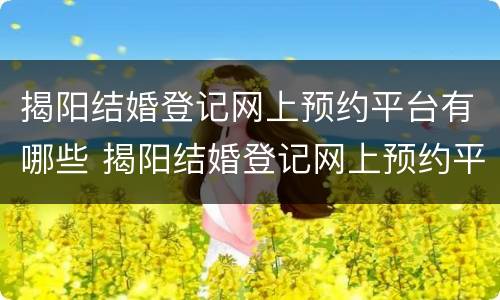 揭阳结婚登记网上预约平台有哪些 揭阳结婚登记网上预约平台有哪些服务