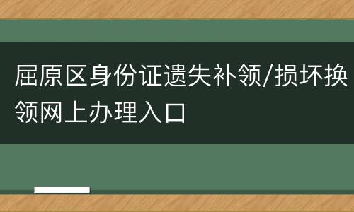 屈原区身份证遗失补领/损坏换领网上办理入口