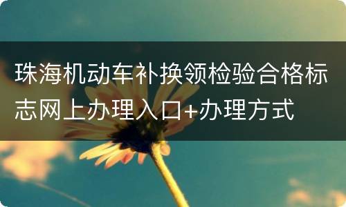 珠海机动车补换领检验合格标志网上办理入口+办理方式