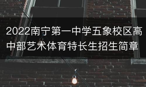 2022南宁第一中学五象校区高中部艺术体育特长生招生简章