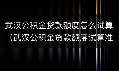 武汉公积金贷款额度怎么试算（武汉公积金贷款额度试算准吗）