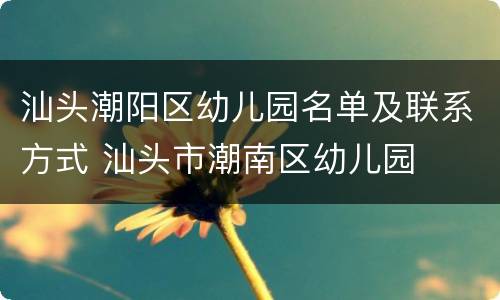 汕头潮阳区幼儿园名单及联系方式 汕头市潮南区幼儿园