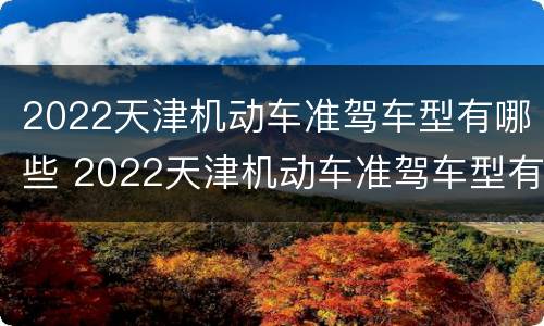2022天津机动车准驾车型有哪些 2022天津机动车准驾车型有哪些车