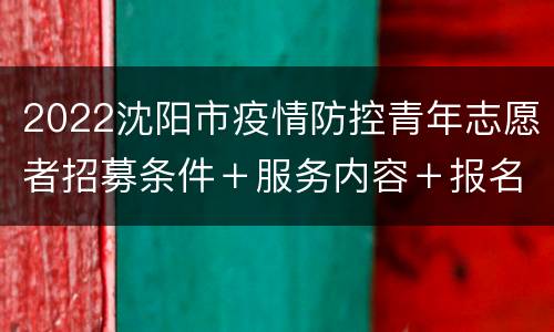 2022沈阳市疫情防控青年志愿者招募条件＋服务内容＋报名方式