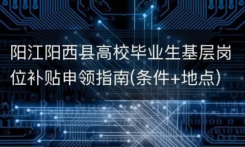 阳江阳西县高校毕业生基层岗位补贴申领指南(条件+地点)