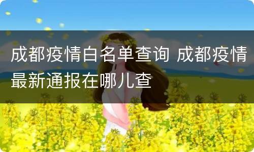 成都疫情白名单查询 成都疫情最新通报在哪儿查