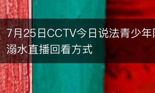7月25日CCTV今日说法青少年防溺水直播回看方式
