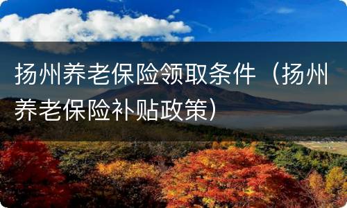 扬州养老保险领取条件（扬州养老保险补贴政策）