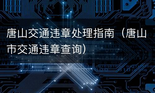 唐山交通违章处理指南（唐山市交通违章查询）