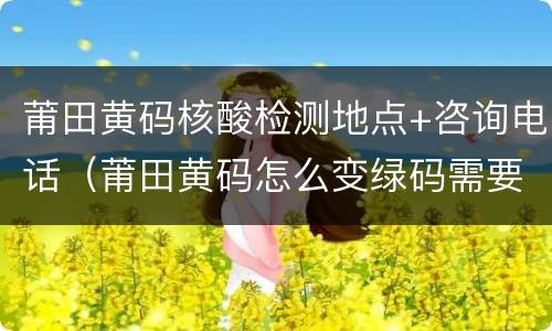 莆田黄码核酸检测地点+咨询电话（莆田黄码怎么变绿码需要几天）