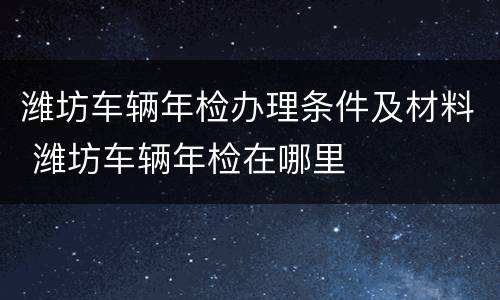 潍坊车辆年检办理条件及材料 潍坊车辆年检在哪里