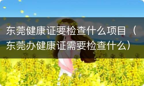 东莞健康证要检查什么项目（东莞办健康证需要检查什么）