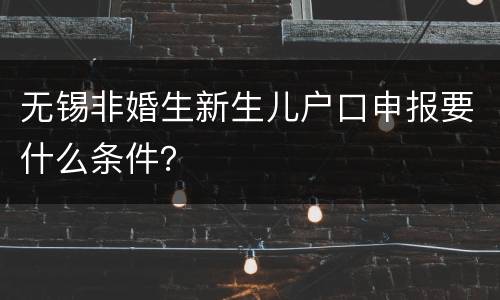 无锡非婚生新生儿户口申报要什么条件？