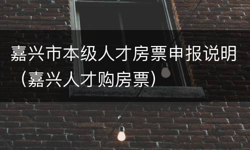 嘉兴市本级人才房票申报说明（嘉兴人才购房票）