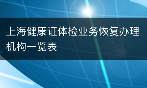 上海健康证体检业务恢复办理机构一览表