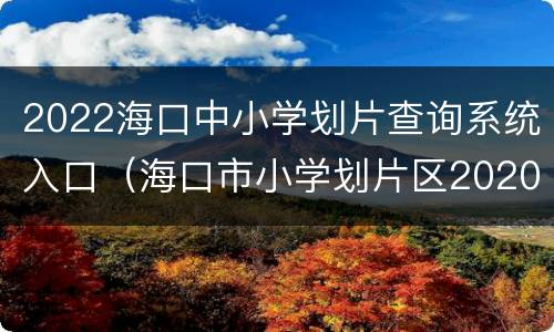 2022海口中小学划片查询系统入口（海口市小学划片区2020地图）