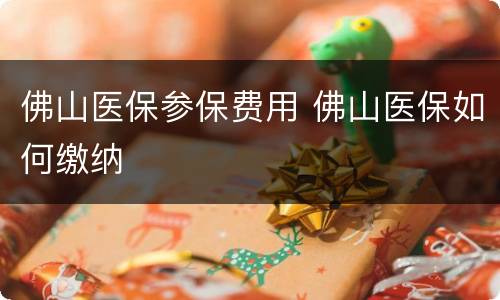 佛山医保参保费用 佛山医保如何缴纳
