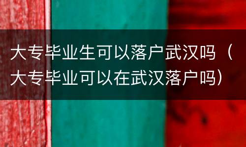 大专毕业生可以落户武汉吗（大专毕业可以在武汉落户吗）