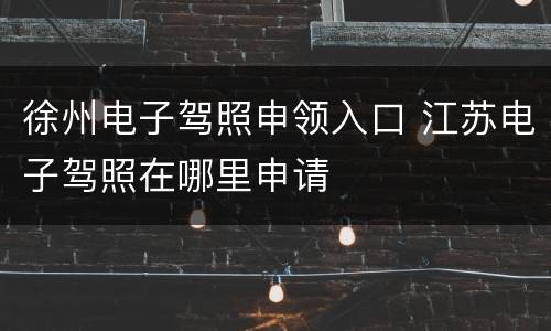 徐州电子驾照申领入口 江苏电子驾照在哪里申请