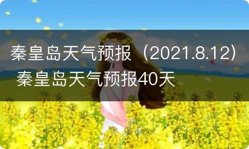 秦皇岛天气预报（2021.8.12） 秦皇岛天气预报40天