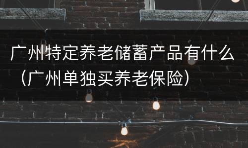广州特定养老储蓄产品有什么（广州单独买养老保险）