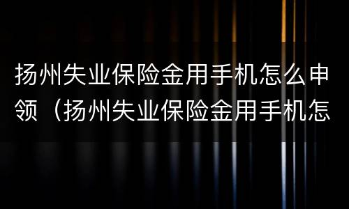 扬州失业保险金用手机怎么申领（扬州失业保险金用手机怎么申领不了）