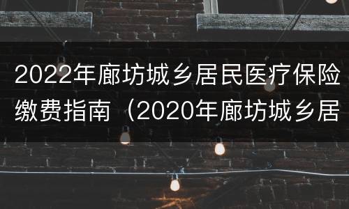 2022年廊坊城乡居民医疗保险缴费指南（2020年廊坊城乡居民医疗保险缴费时间）