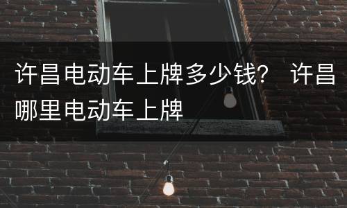 许昌电动车上牌多少钱？ 许昌哪里电动车上牌