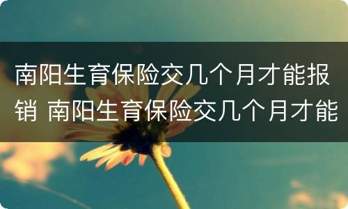 南阳生育保险交几个月才能报销 南阳生育保险交几个月才能报销医保
