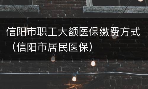 信阳市职工大额医保缴费方式（信阳市居民医保）