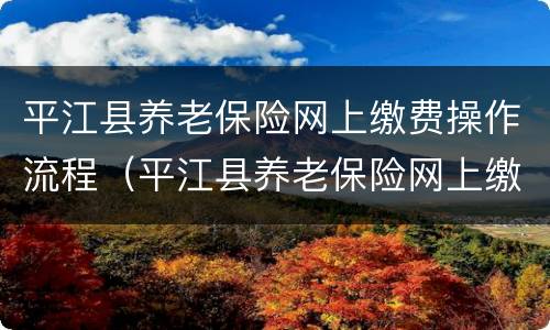 平江县养老保险网上缴费操作流程（平江县养老保险网上缴费操作流程视频）