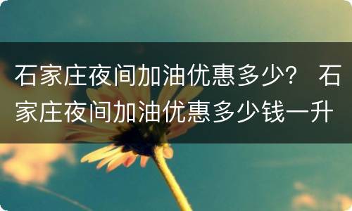 石家庄夜间加油优惠多少？ 石家庄夜间加油优惠多少钱一升