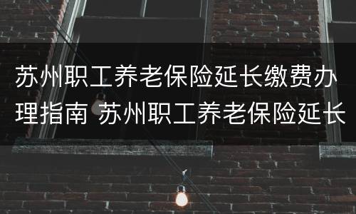 苏州职工养老保险延长缴费办理指南 苏州职工养老保险延长缴费办理指南最新