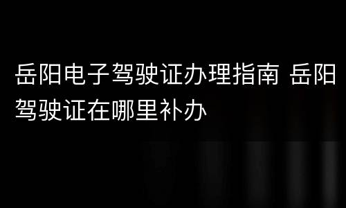 岳阳电子驾驶证办理指南 岳阳驾驶证在哪里补办