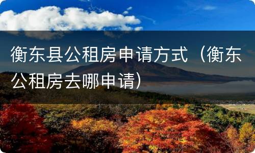 衡东县公租房申请方式（衡东公租房去哪申请）