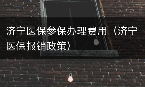 济宁医保参保办理费用（济宁医保报销政策）