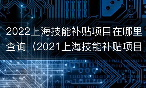 2022上海技能补贴项目在哪里查询（2021上海技能补贴项目）