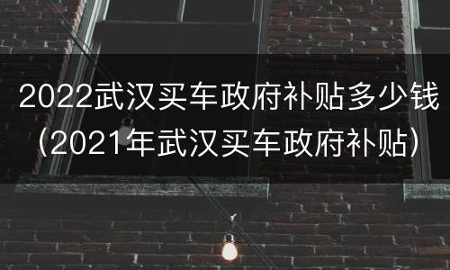 2022武汉买车政府补贴多少钱（2021年武汉买车政府补贴）