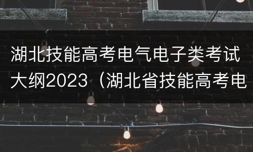 湖北技能高考电气电子类考试大纲2023（湖北省技能高考电气电子类2020）