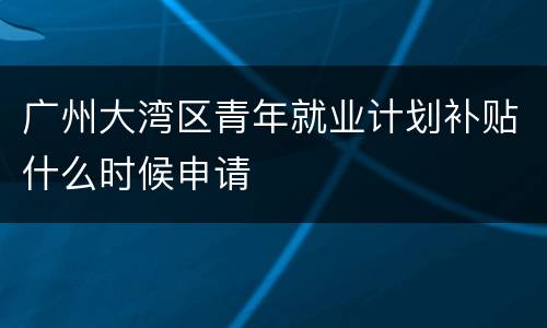 广州大湾区青年就业计划补贴什么时候申请
